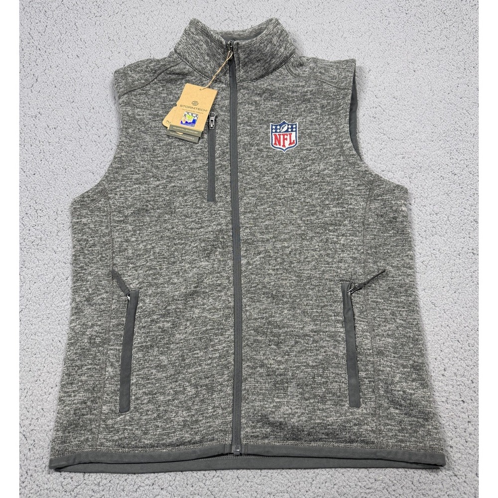 NWT Stormtech Vest Mens Medium Gray NFL Football Fleece Full Zip Jacket Heather